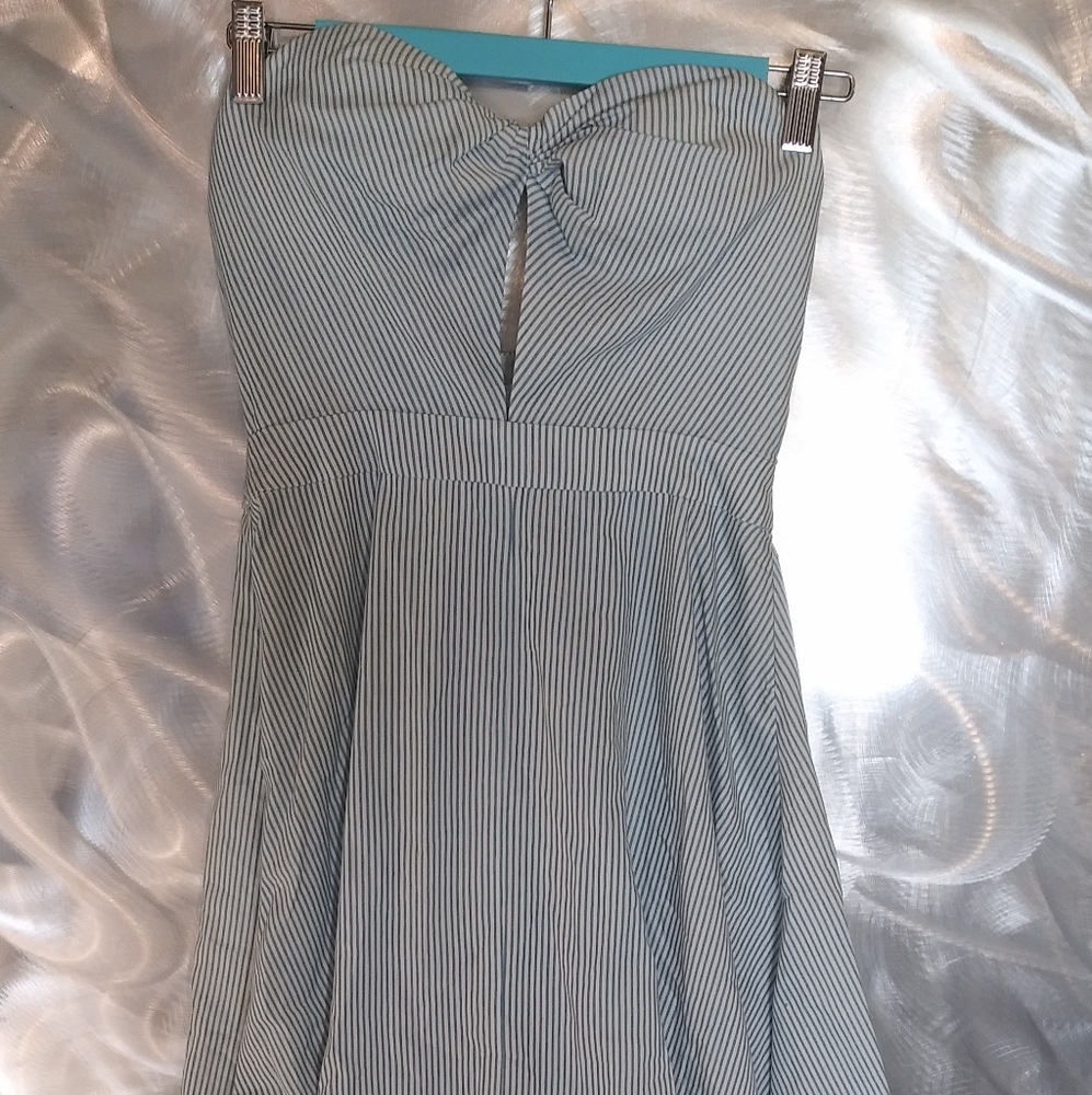 Line + Dot Stripped Padded Tube Top Dress